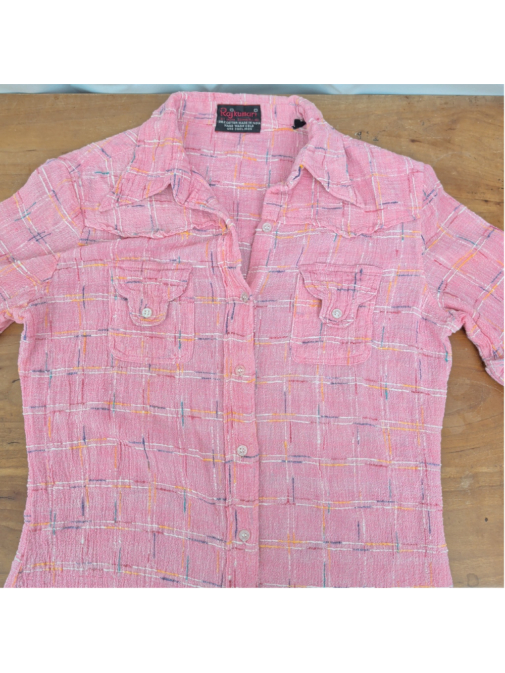 70's Textured Cotton Pink Juniors top